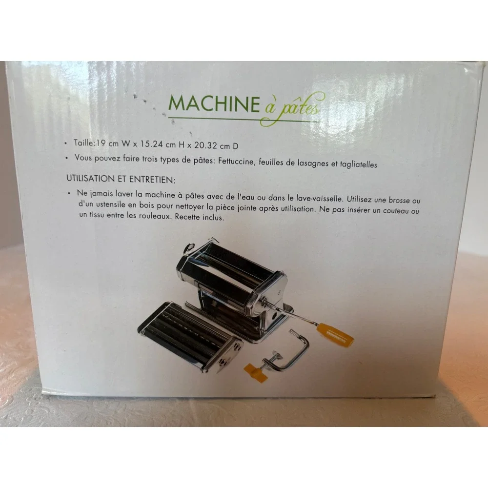 Fox Run 57666 Manual Stainless Steel Pasta Maker Machine NIB Silver 3 Blade Type